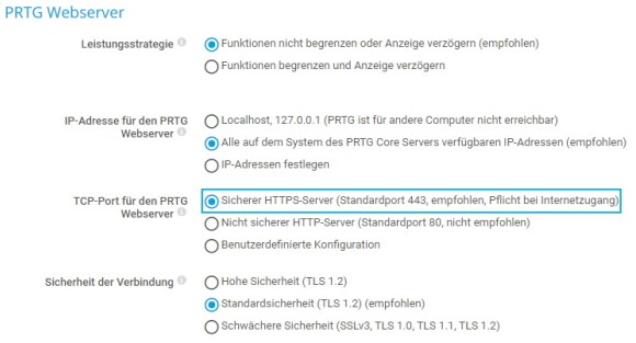 PRTG Bildschirmfoto Webserver