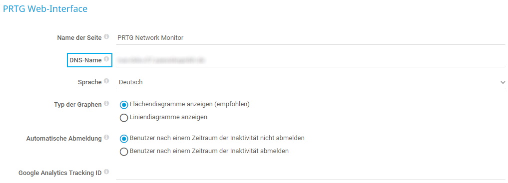 PRTG Screenshot Web-Interface - DNS-Name