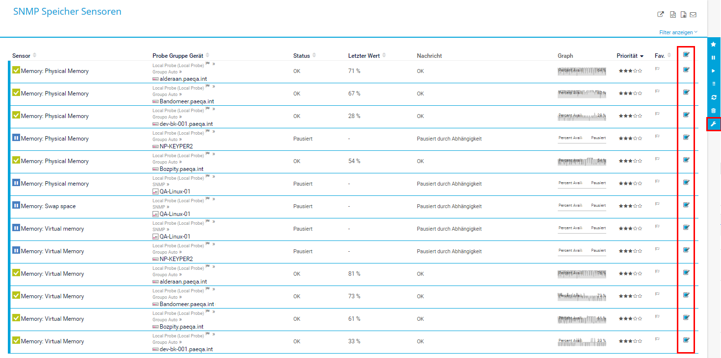 PRTG Screenshot SNMP-Speicher-Sensoren