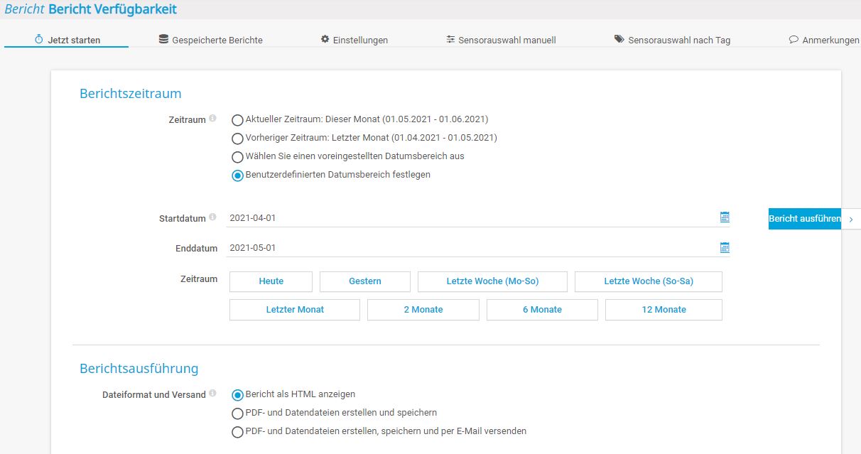 PRTG Screenshot Bericht Zeitraum