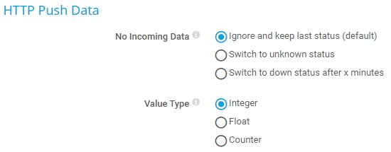 La capture d'écran de PRTG précise les données de push http