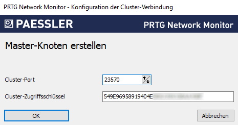 PRTG-Screenshot Erstellen eines Master-Knotens