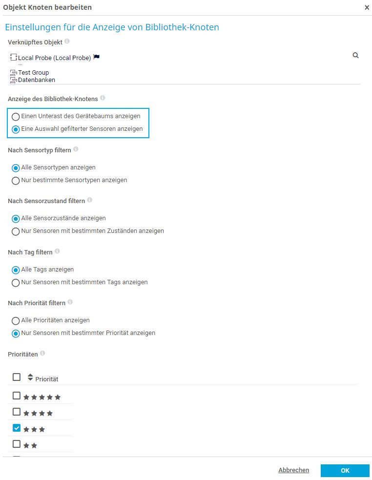 PRTG-Bildschirmfoto Objektknoten bearbeiten