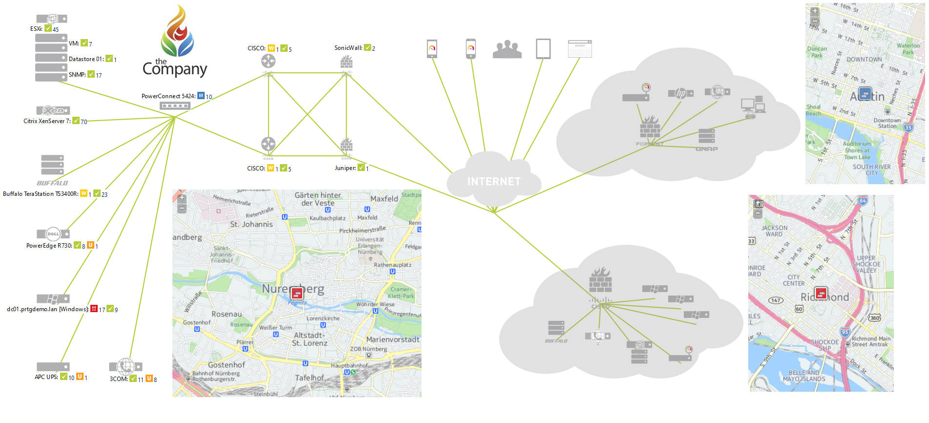 Know exactly what's happening at your remote sites with a branch office network map