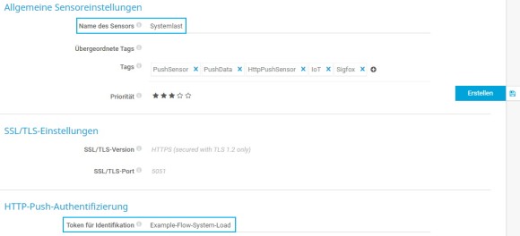 PRTG-Screenshot Grundeinstellungen des Sensors