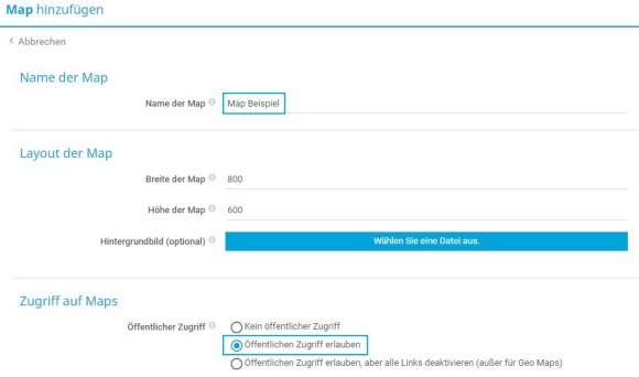 PRTG Screenshot Karte hinzufügen