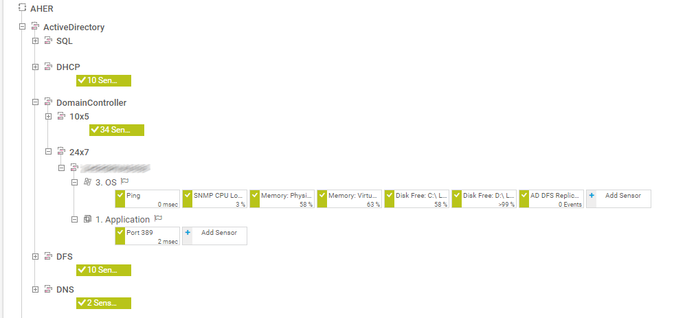 Leica Geosystems: Captura de pantalla del árbol de dispositivos SQL Server