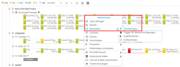 PRTG Screenshot Sensor-Einstellungen