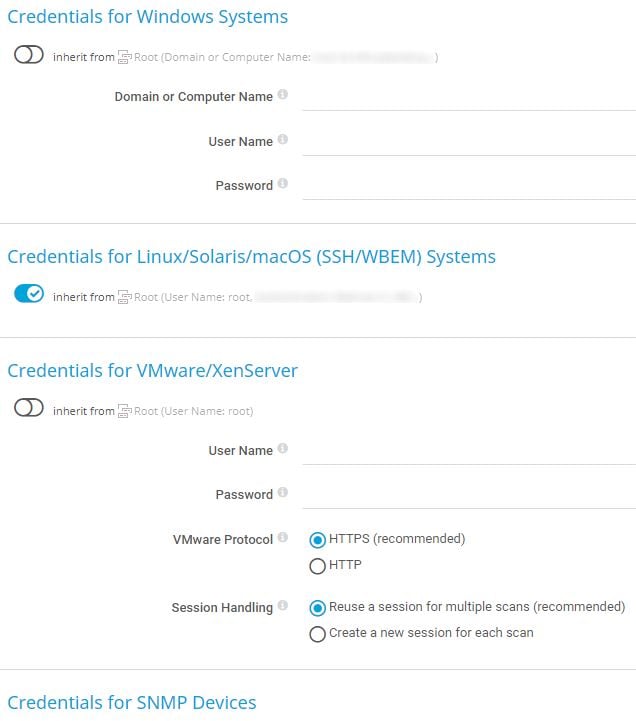 Screenshot PRTG Auto Discovery Credentials