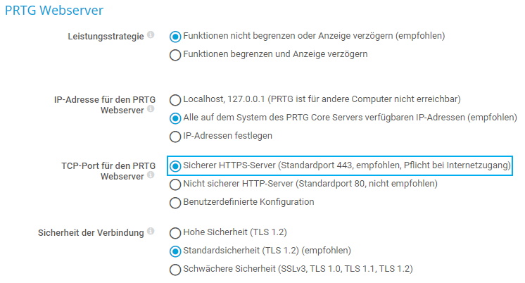 PRTG Bildschirmfoto Webserver