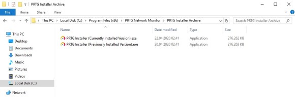 PRTG Screenshot Installer Archive