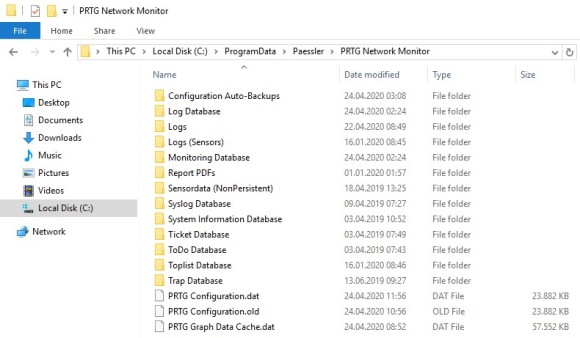 PRTG Screenshot data directory