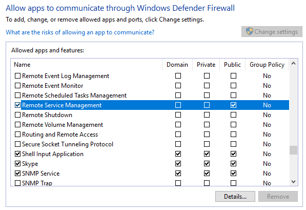 configurações do firewall do Windows