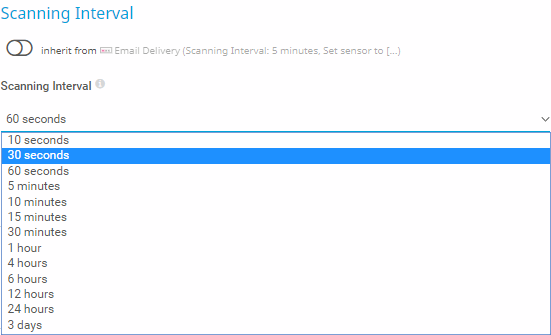 Intervalo de verificação de capturas de tela do PRTG