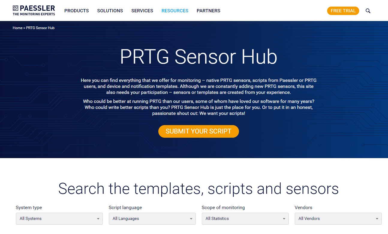 PRTG Sensor Hub do site