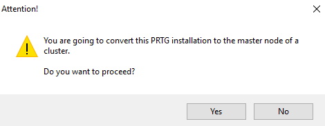 Mensaje de advertencia de la captura de pantalla de PRTG