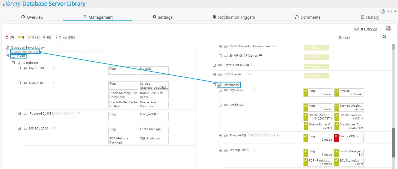 Captura de tela do PRTG para adicionar nós de biblioteca