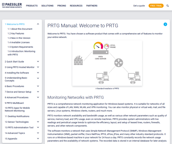 Manual do site do PRTG