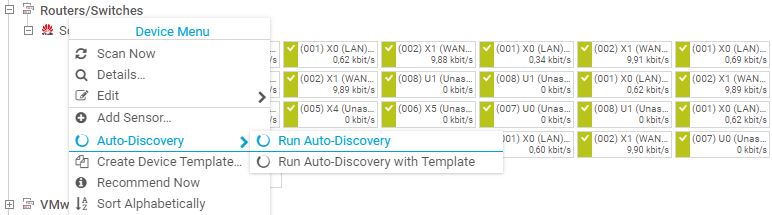 Screenshot PRTG Run Auto Discovery