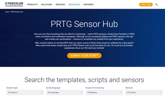 PRTG Sensor Hub do site