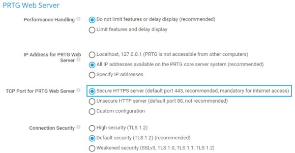 Servidor da web de captura de tela do PRTG