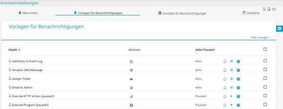 PRTG Vorlagen für Benachrichtigungen über Screenshots