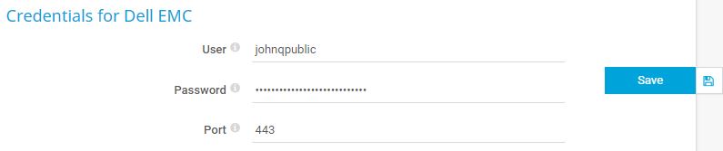 PRTG Screenshot credentials for Dell EMC