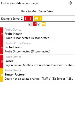 PRTG Screenshot of a selected server