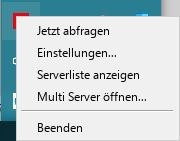 Screenshot Tray-Symbol Kontextmenü