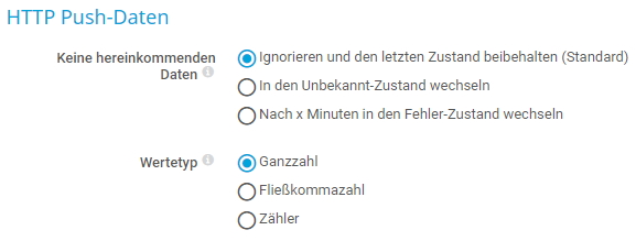 PRTG-Screenshot gibt HTTP-Push-Daten an