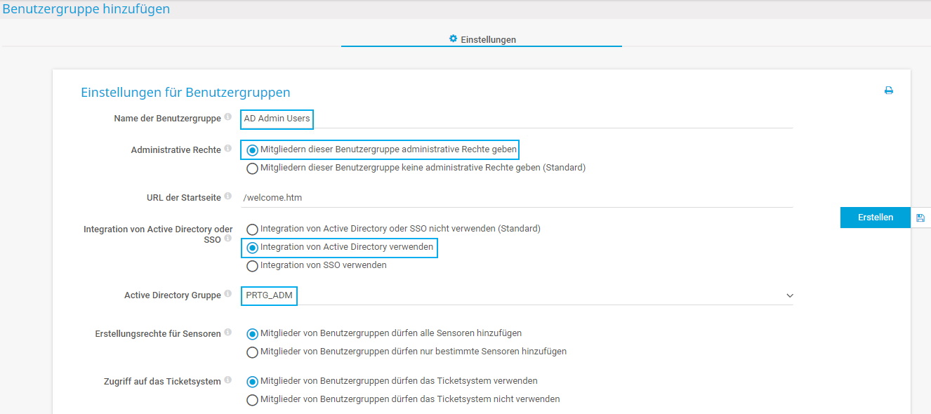 Screenshot PRTG Benutzergruppe hinzufügen