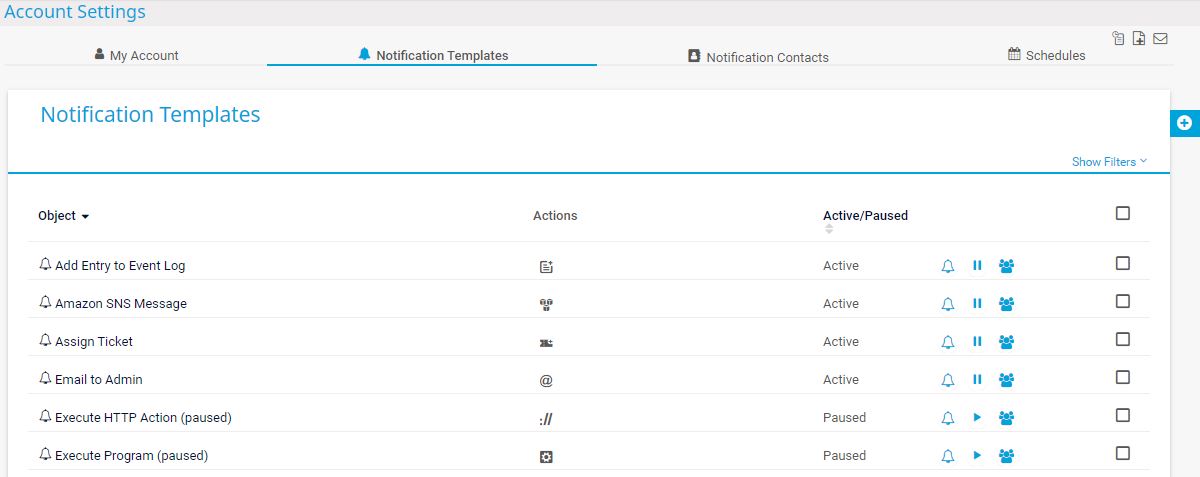 Modèles de notification de capture d'écran PRTG