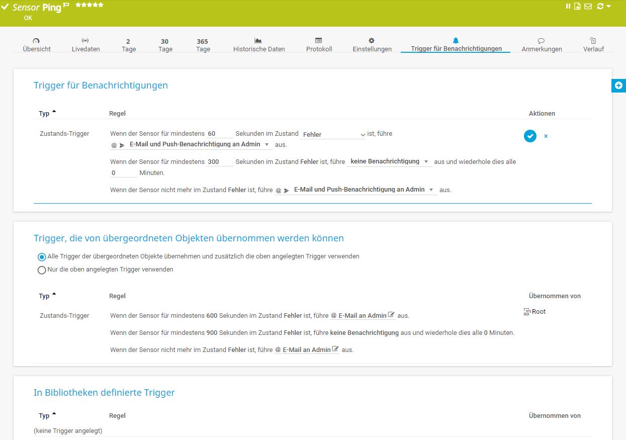 PRTG Screenshot Sensor Ping