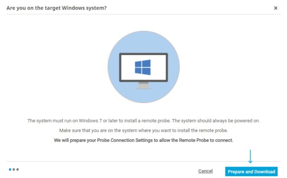 Capture d'écran PRTG Fenêtre de téléchargement