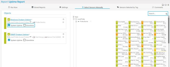 PRTG Screenshot uptime report