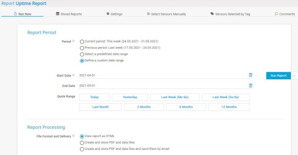 PRTG Screenshot report period