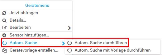 Bildschirmfoto PRTG Automatische Suche