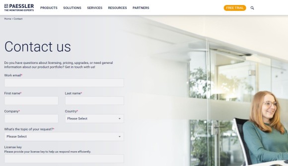 Suporte ao site da PRTG