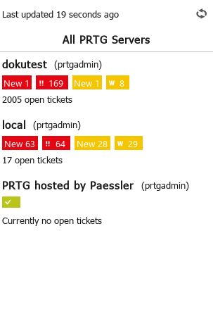 PRTG Screenshot overview of all servers