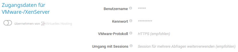 PRTG Screenshot-Zugangsdaten für VMware/XenServer