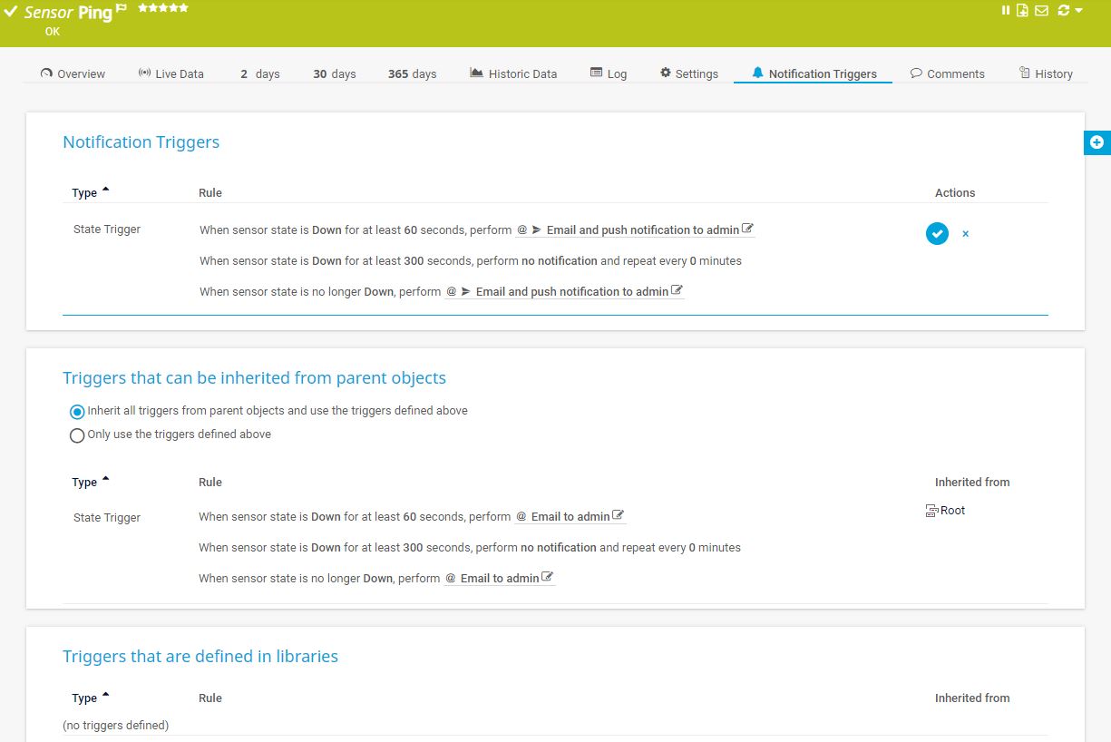 Capteur de capture d'écran PRTG Ping