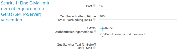PRTG Screenshot Schritt 1 E-Mail-Versand über übergeordnetes Gerät (SMTP Servicer)