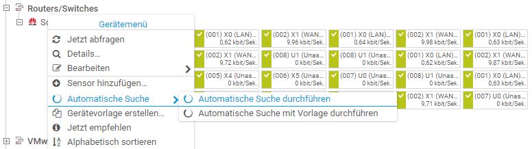 Screenshot PRTG Automatische Suche ausführen