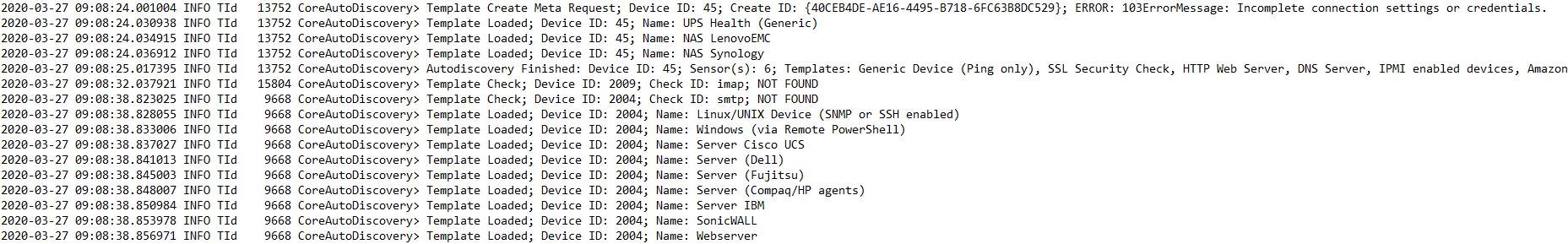 Screenshot PRTG Auto Discovery troubleshooting review