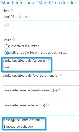 PRTG Capture d'écran modifier le canal