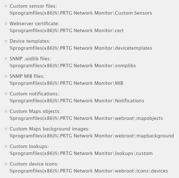 PRTG Screenshot path list