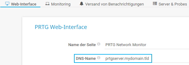 PRTG-Screenshot Benutzerkontoeinstellungen