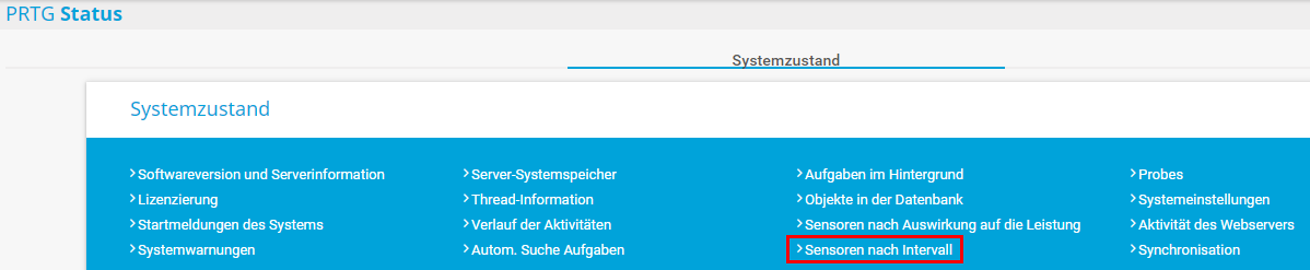 PRTG Screenshot Systemstatus