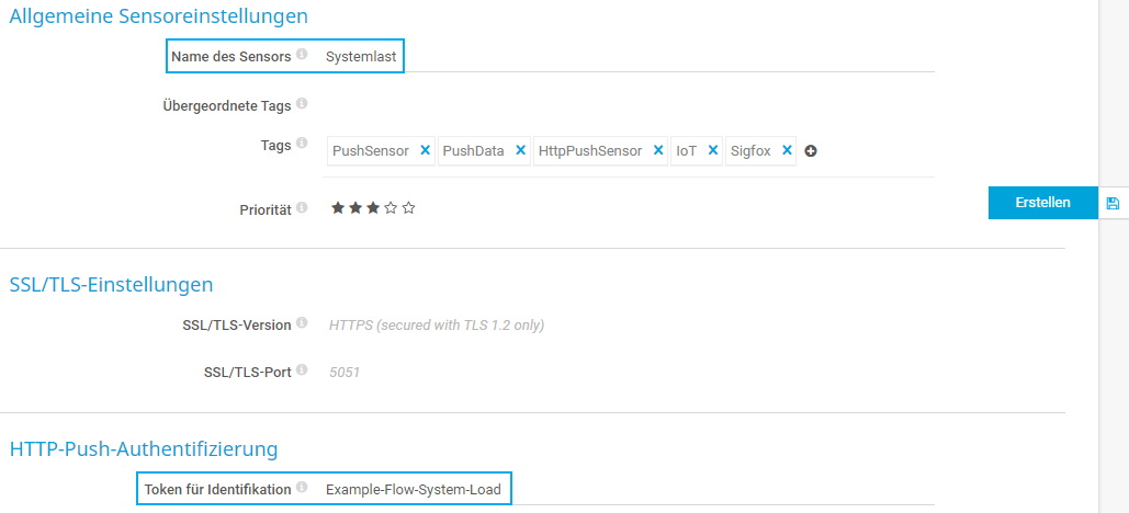 PRTG-Screenshot Grundeinstellungen des Sensors