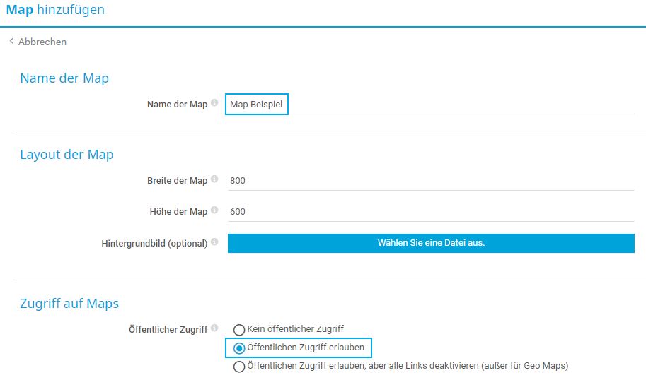 PRTG Screenshot Karte hinzufügen